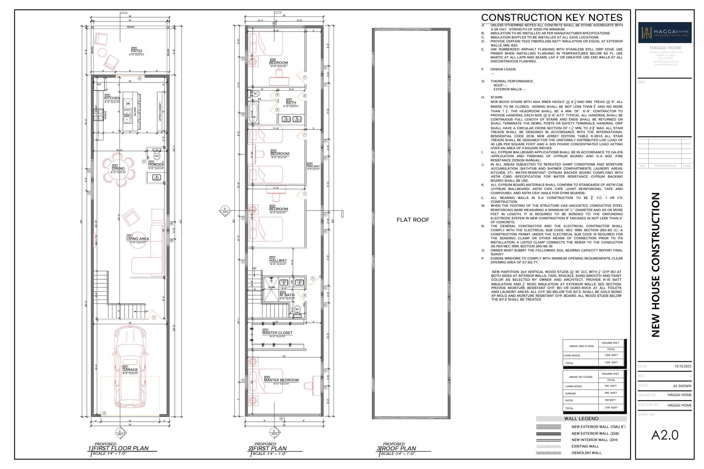 Sheet A2.0, Floor plans, from the Learning Linden permit set